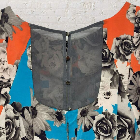 Yoana Baraschi Anthropologie Floral Colorblock Midi Dress S - Picture 7 of 16